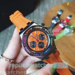 New Upgrade Clone Audemars Piguet Royal Oak Offshore Colorful Diamond Bezel Orange Rubber Strap Watch